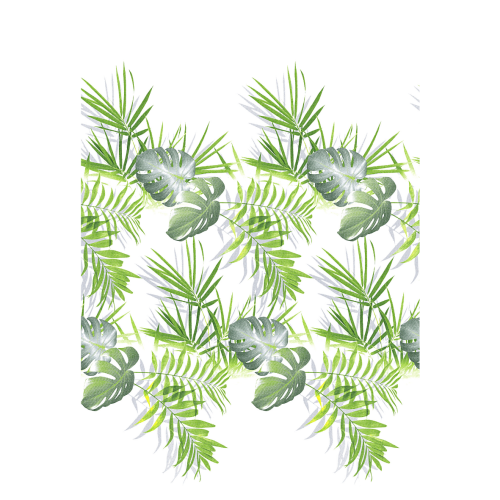 Zasłona tekstylna KAKADU TXT wyróżnia się zielonym roślinnym motywem liści