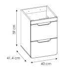 Na ilustracji zamieszczono główne wymiary szafki dla jej poszczególnych boków