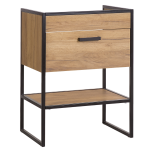 Prezentacja szafki pod umywalkę o surowych cechach podkreślających charakter łazienki