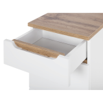 Słupek łazienkowy BALI WHITE posiada małą szufladę i półki