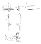 Schemat budowy natrysku podtynkowego i jego wszystkie wymiary