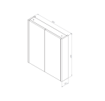 Na rysunku zawarto najważniejsze wymiary dla szafki lustrzanej