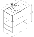 Schemat techniczny regału pod umywalkę