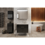 Przykładowa aranżacja łazienki z meblami łazienkowymi ZONE o grafitowym odcieniu