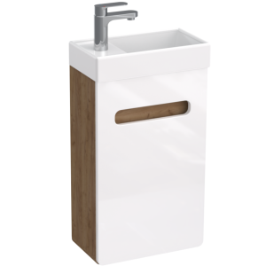 LUPO zestaw szafka wisząca podumywalkowa 40 cm biały połysk /dąb craft złoty 