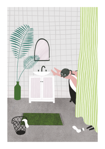 Plakat Bath Cat A3 obraz w stylu pop-art 30x40 cm