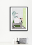 Plakat Bath Cat A3 obraz w stylu pop-art 30x40 cm