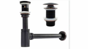 Zestaw syfon + korek klik-klak uniwersalny postarzany czarny