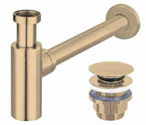 Zestaw syfon + korek klik-klak uniwersalny złoty