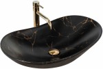 Umywalka nablatowa ROYAL 60 MARBLE BLACK MATT posiada piękny opływowy kształt