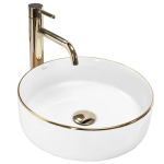 Elegancki model umywalki nablatowej ze złotą krawędzią SEMI GOLD EDGE