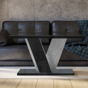 Ława do salonu w stylu loft Czarny Połysk / Beton Lunar 110 / 70 cm