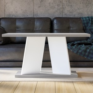 Stolik kawowy do salonu Biały Mat / Beton 110x70 cm Mozairo