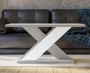 Ława stolik kawowy do salonu w stylu loft  Beton / Biały mat 110 cm  Eterna