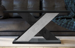 Ława stolik kawowy do salonu w stylu loft Czarny połysk / Beton 110 / 70 cm Eterna  