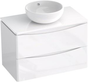 AUSTIN zestaw szafka wisząca nablatowa z umywalką 80 cm biały połysk