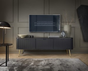 MILO Szafka RTV 168cm Czarny Złote Nóżki