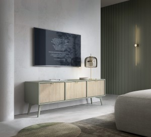 KORA Szafka RTV 158cm Eukaliptus/Jodełka Scandi