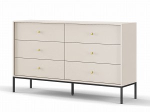 LUMI Komoda Szuflady 154cm Beż, Czarny Stelaż