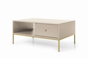 LUMI Stolik Kawowy 103cm Beż, Złoty Stelaż