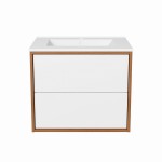 Szafka pod umywalkę wisząca z 2 szufladami 60 cm ERIN marengo biały / dąb karmel