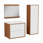 Szafka pod umywalkę wisząca z 2 szufladami 60 cm ERIN marengo biały / dąb karmel set