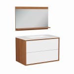 Szafka pod umywalkę wisząca z 2 szufladami 80 cm ERIN marengo biały / dąb karmel set
