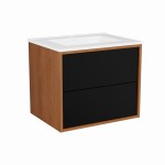Szafka pod umywalkę wisząca z 2 szufladami 60 cm ERIN vintage black / dąb karmel