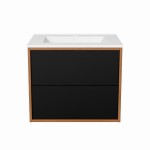 Szafka pod umywalkę wisząca z 2 szufladami 60 cm ERIN vintage black / dąb karmel