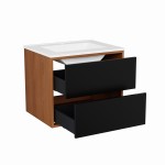 Szafka pod umywalkę wisząca z 2 szufladami 60 cm ERIN vintage black / dąb karmel