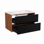 Szafka pod umywalkę wisząca z 2 szufladami 80 cm ERIN vintage black / dąb karmel