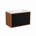 Szafka pod umywalkę wisząca z 2 szufladami 80 cm ERIN vintage black / dąb karmel