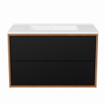 Szafka pod umywalkę wisząca z 2 szufladami 80 cm ERIN vintage black / dąb karmel