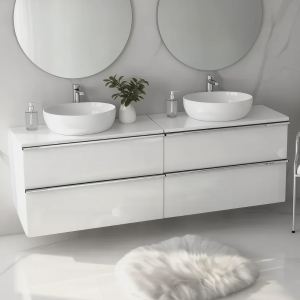 Szafka pod umywalkę ONE 120 cm z blatem biały połysk chrom