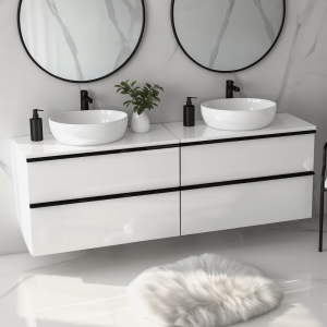 Szafka pod umywalkę z blatem ONE 120 cm biały połysk 