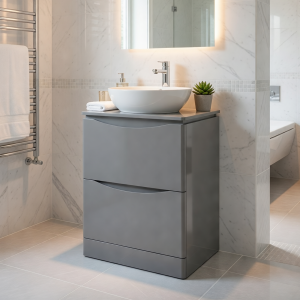 Szafka podumywalkowa z blatem AUSTIN stojąca 60 cm szary połysk 