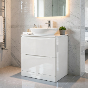 Szafka podumywalkowa z blatem AUSTIN stojąca 80 cm biały połysk