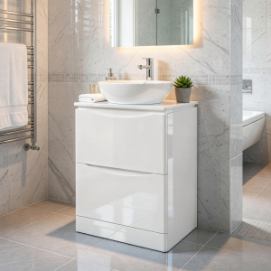 Szafka podumywalkowa z blatem AUSTIN stojąca 60 cm biały połysk 