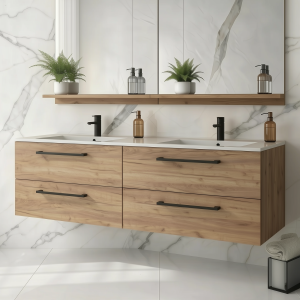 Szafka łazienkowa z umywalką ONE 120 cm dąb craft złoty