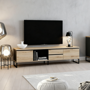 Szafka RTV z szufladami JOVAN 189 cm dąb artisan antracyt