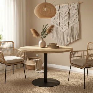 Okrągły stół rozkładany 100-138 cm SENA do jadalni czarny dąb craft