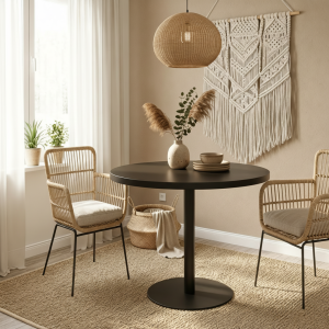 Okrągły stół rozkładany 100-138 cm SENA do jadalni czarny mat