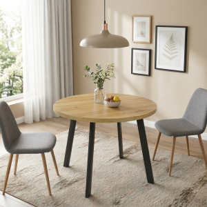 Okrągły stół rozkładany 100/176 cm SOLO do jadalni czarny dąb artisan