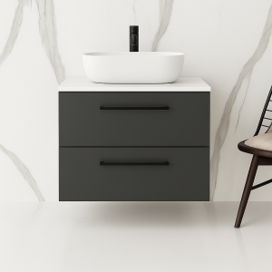 Szafka łazienkowa z blatem i umywalką ONE 60 cm antracyt 2 szuflady