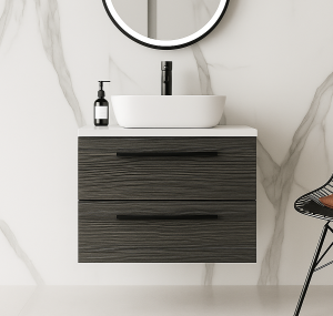 Szafka łazienkowa z umywalką i blatem ONE 80 cm dąb galaxy