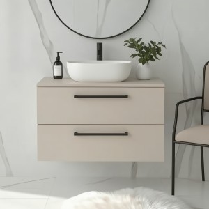 Szafka łazienkowa z blatem i umywalką ONE 80 cm kaszmir 2 szuflady