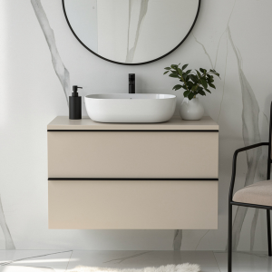 Szafka łazienkowa z umywalką nablatową ONE 80 cm kaszmir 2 szuflady 