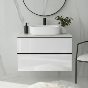 Szafka łazienkowa z blatem i umywalką ONE 80 cm biały połysk 