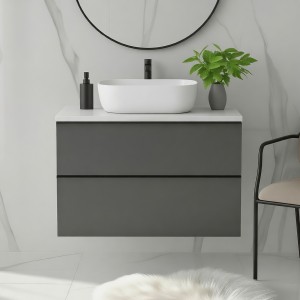 Szafka łazienkowa z umywalką nablatową ONE 60 cm antracyt 