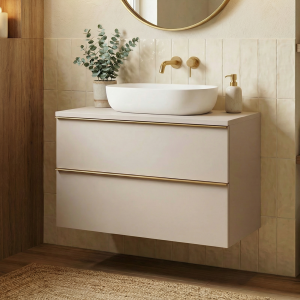 Szafka łazienkowa z umywalką nablatową ONE 80 cm kaszmir 2 szuflady